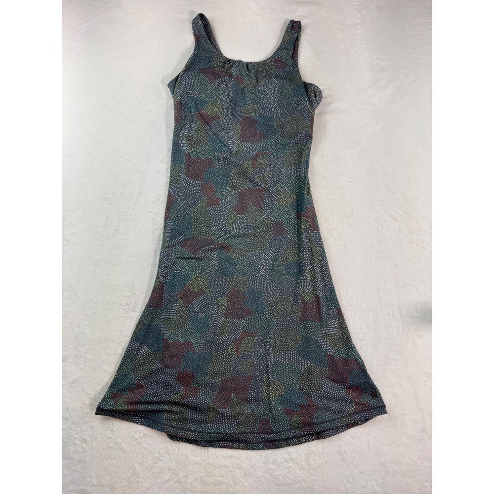 Prana Womens Dotted Geometric Cutout Back Athletic Dress Gray Multi Size M